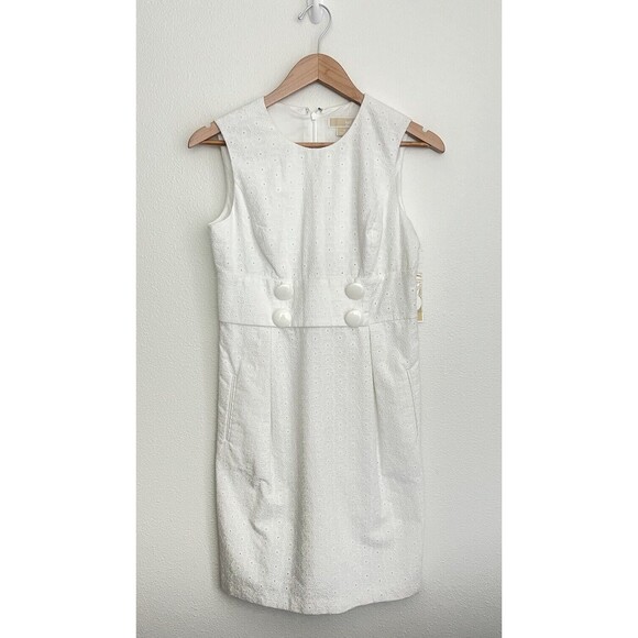 Michael Kors Dresses & Skirts - NWT Michael Kors White Eyelet Lace Sleeveless Shift Dress Size 4